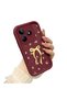 Realme Note 50 4g Compatible Claret Red Silicone Shockproof Lens Protected Bow Pattern Case - 3