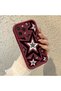 iPhone 15 Pro Compatible Burgundy Silicone Shockproof Star Pattern Case with Lens Protection - 4