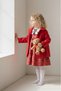 Girl's Plaid Fabric Embroidered Collar Dress with Stamp Jacket M00796 Red - 2