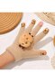 Cute Bear & Capybara Plush Girls' Gloves Winter Gloves with Capybara Charm - 2