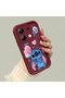 Redmi Note 13 4g Compatible Claret Red Silicone Shockproof Case with Lens Protection and Stitch Pattern - 4