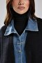 Women's Thick Knitwear Denim Fabric Garnished Design Jacket Cardigan - 8