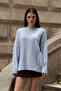 Women's Blue Crew Neck Long Sleeve Oversize Soft Textured Knit Sweater - 7