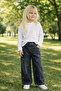 Girl's Embroidered Jeans |   Elastic Waist, Wide Legs - 3