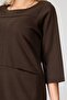 Women's Brown Three Quarter Sleeve Crew Neck Dress with Front Pockets - 7