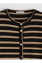 Lcw Grace Beige Crew Neck Striped Women's Knitwear Cardigan - 5
