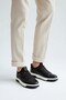 V26Ya-6095 Black Leather White Sole Men's Sneaker Shoes