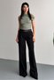Women's Transitional Wide-Leg Pocketed Belted Palazzo Black Pants - 7