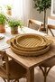 ®   Interlocking Set of 3 Round Plastic Rattan Trays – Wicker Look Multi-Purpose Serving Tray