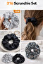 Women's Elastic Set of 3 Colorful Fabric Bagel Scrunchies with Buckle