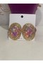 Women's Gold Color Oval Colorful Stone Big Model 316L Stainless Steel Earrings - 7