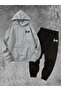 Unisex God Printed Hooded Top and Bottom Set - 2