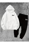 Unisex God Printed Hooded Top and Bottom Set - 2