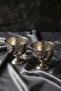 Set of 2 Silver Metal Footed Snack & Turkish Delight Bowls - Patterned Forged Serving Bowl 240ml - 4