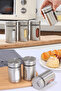 Stainless Steel Coated Mini Glass Spice Container Set - Salt Shaker - Pepper Shaker 4 Pieces - 2