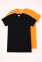 Unisex Children's Crew Neck Short Sleeve Standard Fit 2-Pack Black-Mustard Color Children's T-Shirt