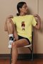 Women's Oversize T-Shirt Milo Bear Printed Yellow – Crew Neck, Comfortable Fit, 100% Cotton - 4