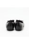Black Leather Snake Print Garnished Women's Ballerinas with Piping Detail - 3