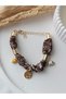 Scarf Bandana Women's Bracelet Elephant Tree of Life Heart Brown Fabric - 2