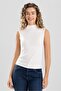 Women's Modal Lycra Half Turtleneck Zero Sleeve Body 6316 Cream