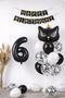 6 Year Old Cat Themed Birthday Balloon Set – Black Concept
