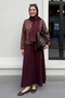 Ethnic Pattern Jacket Skirt Burgundy Set - 2