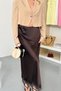 Women's Lace Detailed Long Satin Skirt with Elastic Waistband - 7