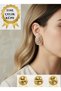 Women's Gold Color Oval Colorful Stone Big Model 316L Stainless Steel Earrings