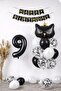 9 Year Old Cat Themed Birthday Balloon Set – Black Concept