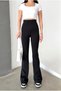 Women's Black Color Spanish Leg High Waist Shaping Stretchy Plain Leggings with Shiny Stone Detail - 4