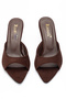 Women's Brown Suede Pointed Toe Low Heel Sandals - 3