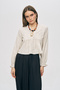 Women's Scallop Embroidered V-Neck Natur Blouse