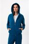 Zippered Organic Cotton Petrol Blue Women's Sweatshirt - 3