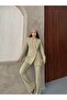 Women's Button-Detail Jacket and Pants Fabric Suit - 3