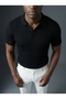 Men's Slim Fit Striped Tricot Polo Collar Cotton Knitted T-Shirt K8026Tr