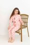 Women's Pink Cherry Pattern Bow Detailed Mother Daughter Long Sleeve Crinkle Fabric Knitted Pajama Set - 6