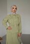 Women's Hijab Suit with Ribbon Detail on the Front and Gathered Skirt - 8