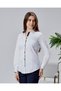 White Cotton Satin Brbry Fabric Detailed Slim Fit Women's Shirt - 5