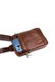 Men's Tan Genuine Leather Body Bag Double Handle Strap Chest Bag Shoulder Bag - 6