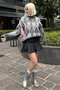 Women's Crew Neck Argyle Knit Sweater