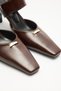 Heeled Shoes 2608 - Blunt Toe Buckle Detailed Bitter Brown Women's Heeled Shoes - 3