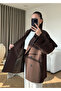 Brown Oversized Drop Shoulder Short Trench Coat - 9580 - 4
