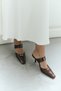 Heeled Shoes 2608 - Blunt Toe Buckle Detailed Bitter Brown Women's Heeled Shoes - 5