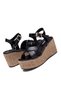 Women's high platform heeled sandals with woven detail and criss-cross design - lightweight sole - model 18105 - 4