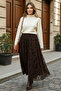 Flock Printed Skirt K214 Brown - 3