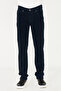 Navy Blue Straight Cut Corduroy Casual Trousers - 3
