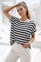 Women's Black and White Striped Bat Sleeve T-Shirt |   Stylish Basic T-Shirt