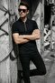 Robb Men's Half Zipper Textured Polo Collar Short Sleeve Slim Fit T-Shirt - 2