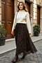 Flock Printed Skirt K214 Brown