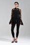 Women's Lace Fabric Overlaid Sequin Sleeves Loose Design Blouse - 2